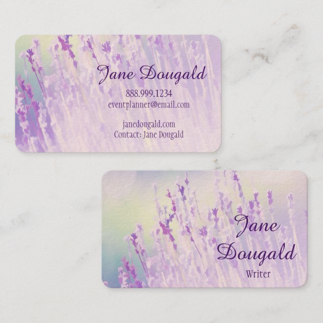 Aquarelllavender Floral Classic Writer's Visitenkarte (Vorne/Hinten)