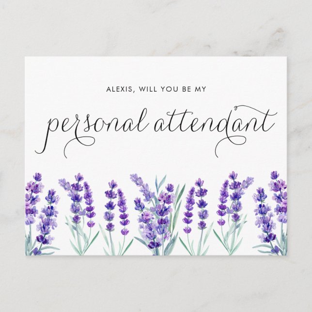 Aquarelllavender ist mein persönlicher Betreuer Einladungspostkarte (Vorderseite)