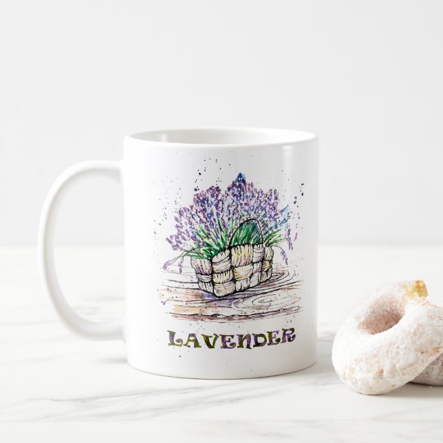 Aquarelllavender Kaffeetasse (Mit Donut)