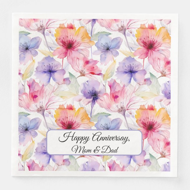 Aquarelllavender Rosa Rosa Pastellblütenfrühling Serviette (Vorderseite)