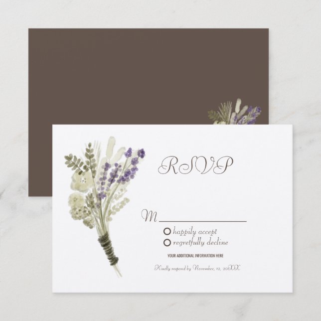 Aquarelllavender Rustikale Botany Kraft UAWG Einladung (Vorne/Hinten)