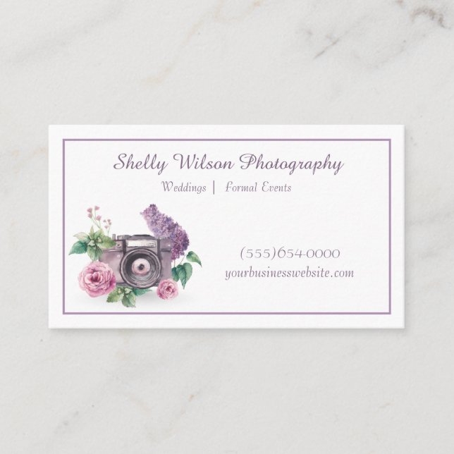 Aquarelllavender Spring Floral Fotografy Visitenkarte (Vorderseite)