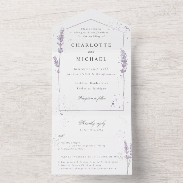 Aquarelllavender uAwg All In One Einladung (Innen Boden)