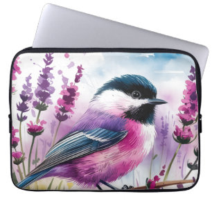 Aquarelllavender und Chickadee Laptopschutzhülle