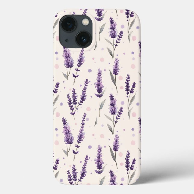 Aquarelllavender und Punktedesign Case-Mate iPhone Hülle (Rückseite)