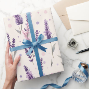 Aquarelllavender und Punktedesign Geschenkpapier
