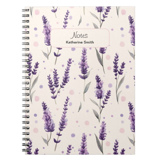 Aquarelllavender und Punktedesign Notizblock (Vorderseite)