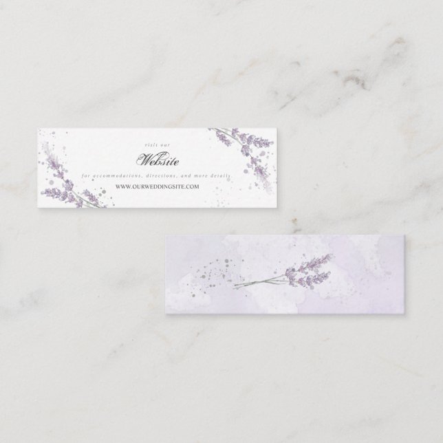 Aquarelllavender Webseite für Hochzeitsseminare Mini Visitenkarte (Vorne/Hinten)