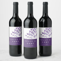 Aquarelllavender Wedding Wine Labels
