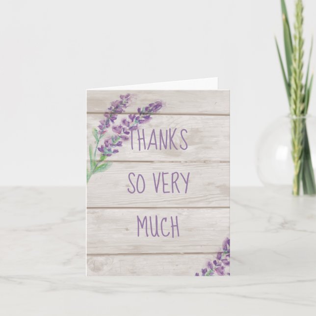 Aquarelllavender & Wood Vielen Dank, dass Sie leer Karte (Vorderseite)