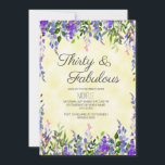Aquarelllavender Yellow 30 & Fabulous Birthday Einladung<br><div class="desc">30. Geburtstagsfeier Party Einladung mit hübschem,  boho-artigen Lavendel und lila Aquarellblüte auf gelbem Hintergrund.</div>