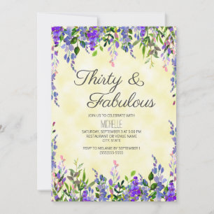 Aquarelllavender Yellow 30 & Fabulous Birthday Einladung
