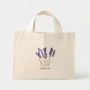 Aquarelllavener-Blume Lila Mini Stoffbeutel