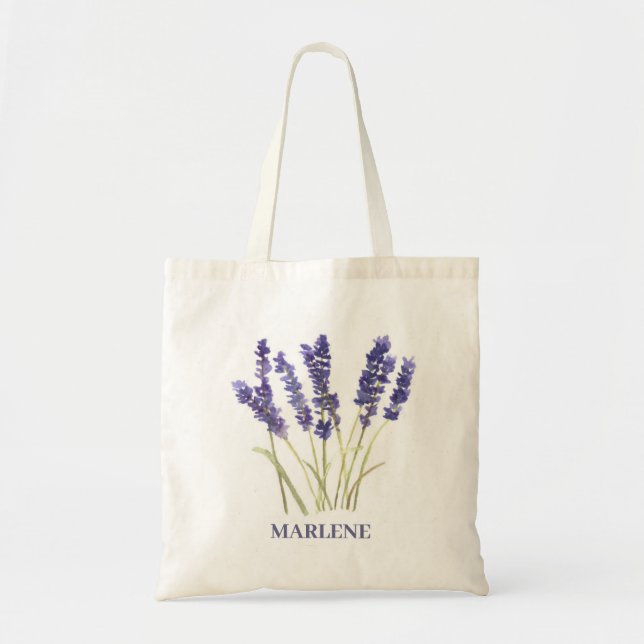 Aquarelllavener-Blume Lila Tragetasche (Vorne)