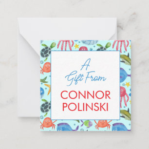 Aquarellleben ein Geschenk von Jungen, die die Auf Mitteilungskarte