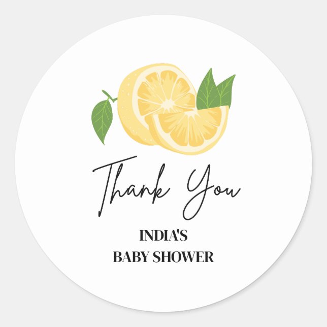 Aquarelllemon-Babydusche Runder Aufkleber (Vorderseite)