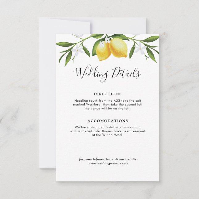 Aquarelllemon foliage Hochzeitskarte RSVP Karte (Vorderseite)