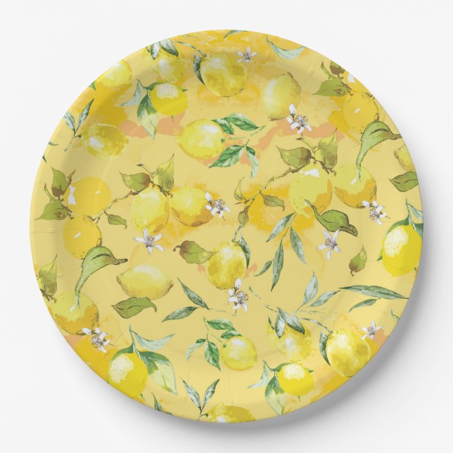 Aquarelllemon IV Pappteller (Vorderseite)