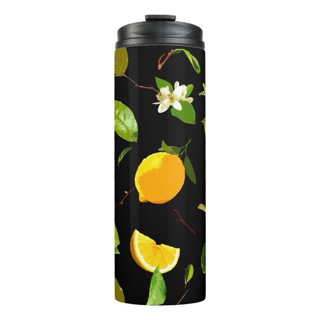 Aquarelllemon und Blätter 15 Thermosbecher (Vorderseite)