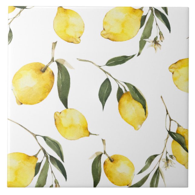 Aquarelllemon, Zitrus, Fliese (Vorderseite)