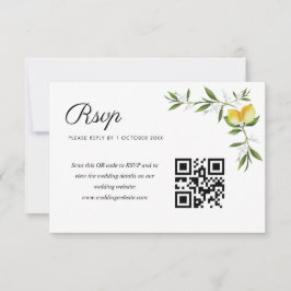 Aquarelllemonen Blumenzehen QR-Code Rsvp-Karte RSVP Karte