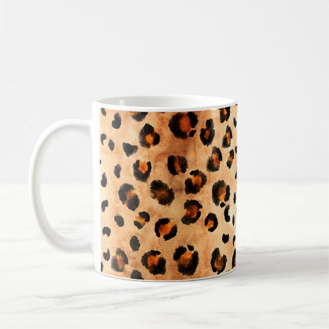 Aquarellleopard Print: Exotic Fur Textur Kaffeetasse (Links)
