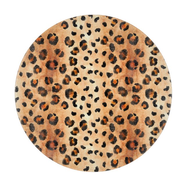 Aquarellleopard Print: Exotic Fur Textur Schneidebrett (Vorderseite)