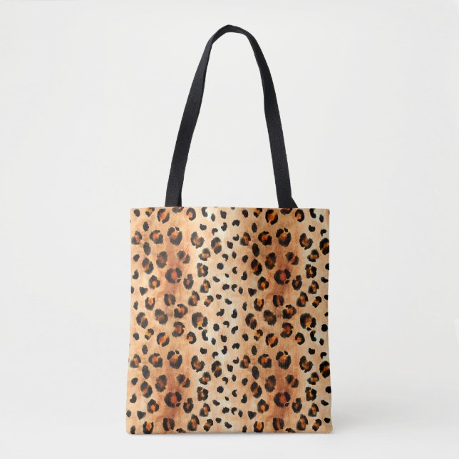Aquarellleopard Print: Exotic Fur Textur Tasche (Vorderseite)