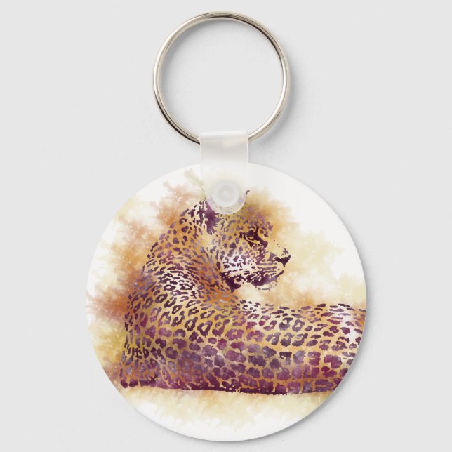 Aquarellleopard Schlüsselanhänger (Vorderseite)