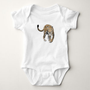 Aquarellleopard-Urwaldkatze grün gestrichen Baby Strampler