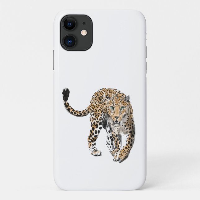 Aquarellleopard-Urwaldkatze grün gestrichen Case-Mate iPhone Hülle (Rückseite)
