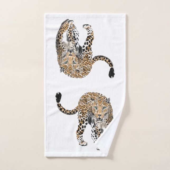 Aquarellleopard-Urwaldkatze grün gestrichen Handtuch (Handtuch)