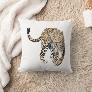 Aquarellleopard-Urwaldkatze grün gestrichen Kissen