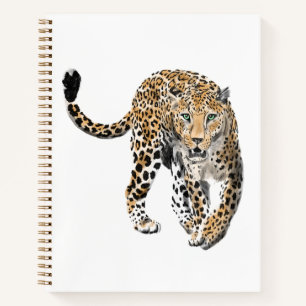 Aquarellleopard-Urwaldkatze grün gestrichen Notizbuch