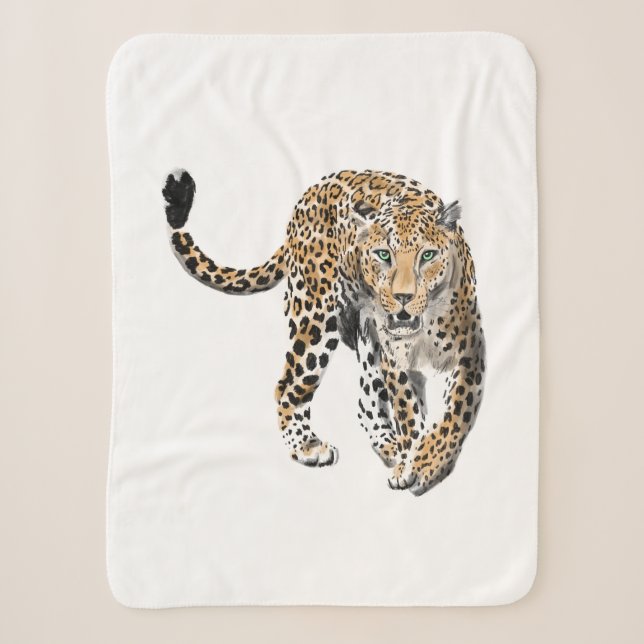 Aquarellleopard-Urwaldkatze grün gestrichen Sherpadecke (Vorderseite)