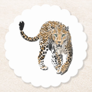 Aquarellleopard-Urwaldkatze grün gestrichen Untersetzer