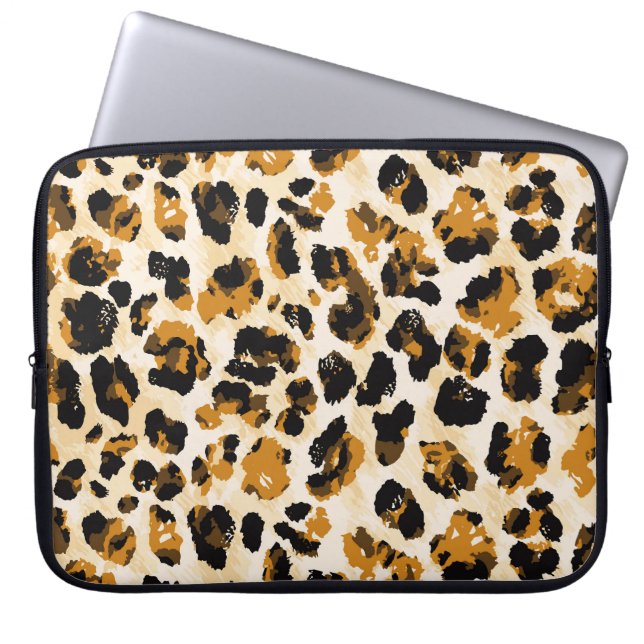 Aquarellleoparde, Farbverlauf von Krawatte und Far Laptopschutzhülle (Vorderseite)