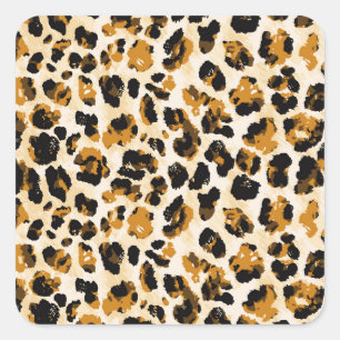 Aquarellleoparde, Farbverlauf von Krawatte und Far Quadratischer Aufkleber