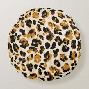 Aquarellleoparde, Farbverlauf von Krawatte und Far Rundes Kissen