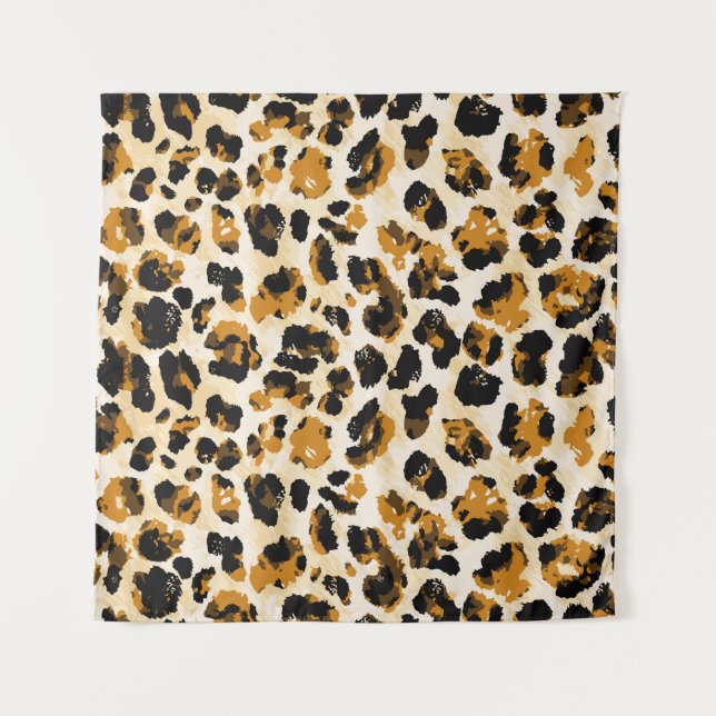 Aquarellleoparde, Farbverlauf von Krawatte und Far Wandteppich (Vorderseite)