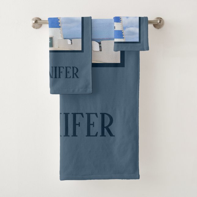 Aquarellleuchtturm Badhandtuch Set (Insitu)