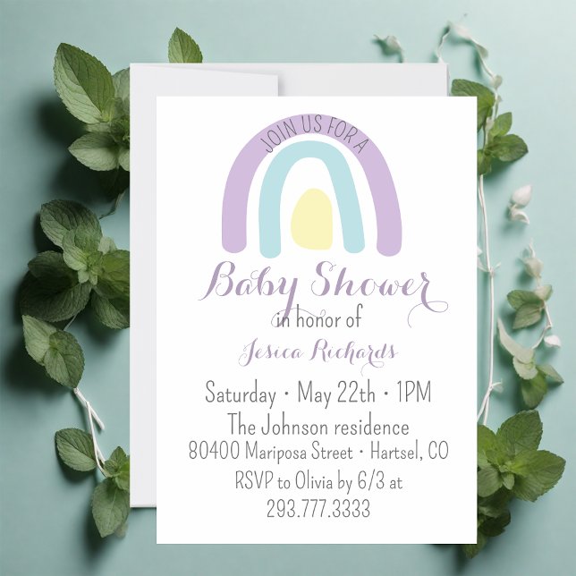 Aquarelllik Regenbogen Babydusche Einladung (Von Creator hochgeladen)