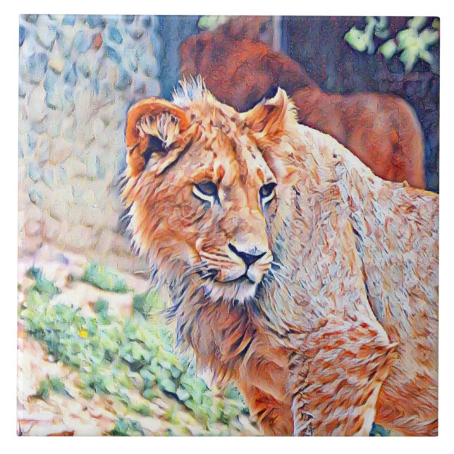 Aquarelllion Fliese (Vorderseite)