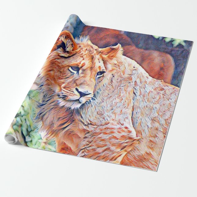 Aquarelllion Geschenkpapier (Ungerollt)