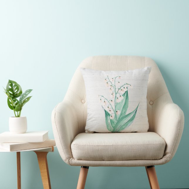 Aquarelllische Lily of the Valley Bouquet Kissen (Stuhl )