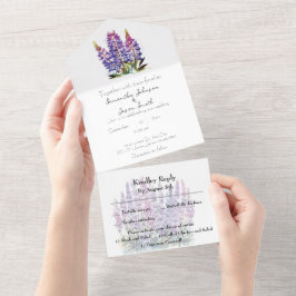 Aquarelllupine und Gebirge All In One Einladung