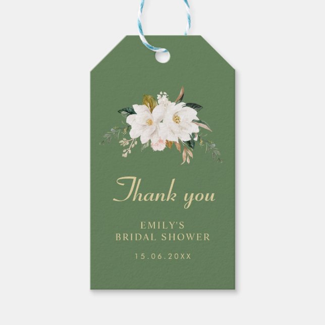 Aquarellmagnolia Blumengebirge Brautparty Geschenkanhänger (Vorderseite)