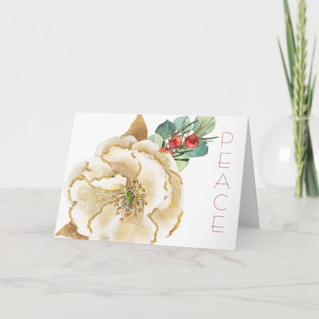 Aquarellmagnolia mit Weihnachtskarte der Berries, Karte (Vorderseite)