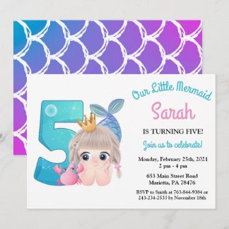 Aquarellmaid 5. Geburtstagsparty Einladung