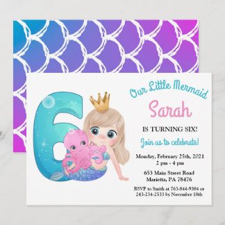 Aquarellmaid 6. Geburtstagsparty Einladung